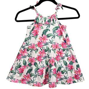 Tommy Bahama Little Girls Sundress White Pink Floral Tie Strap Size 3T Summer